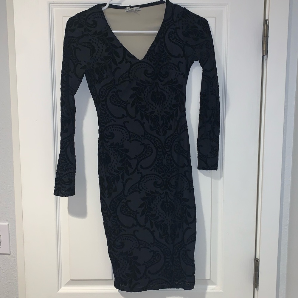 Black Velvet-Patterned Charolette Russe Dress